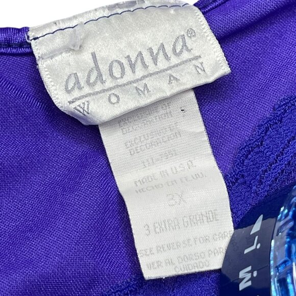 Vintage Adonna Woman 3X Purple Lace Trim Nightgown Long Sleeveless Lingerie Gown - Picture 6 of 10